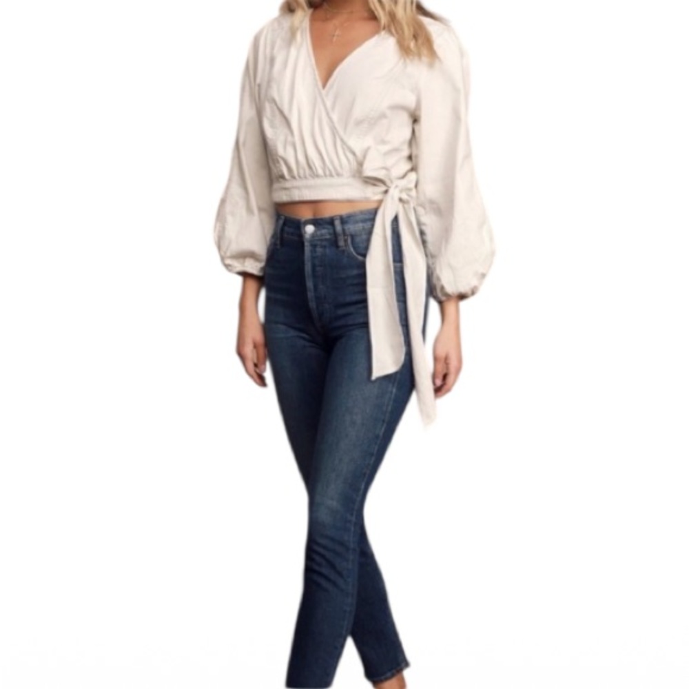 🆕 Free People “Sophie” Cream Wrap Blouse - Women’s Size Medium